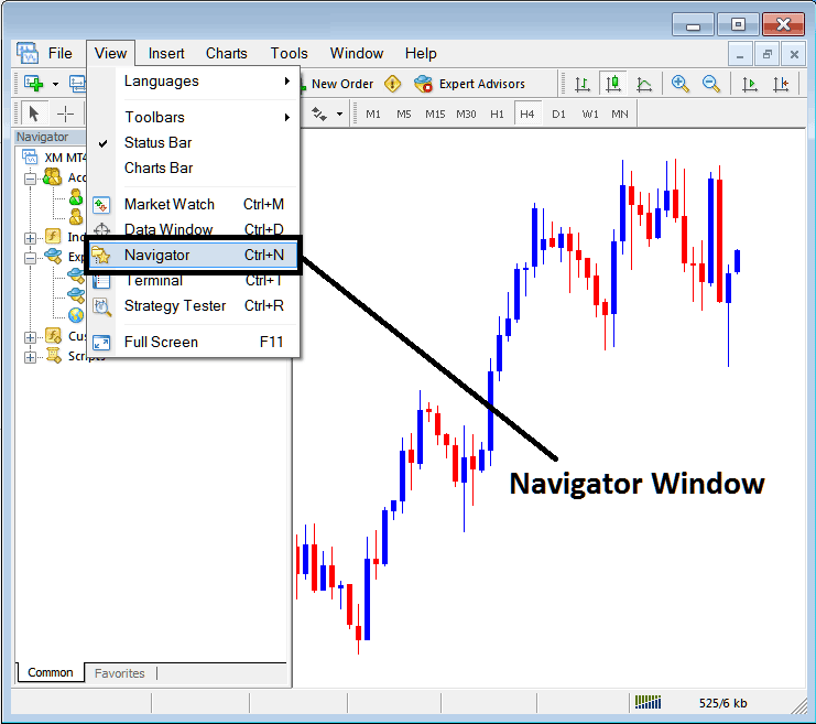 MT4 Navigator Window on MT4 - What is MetaTrader 4 Navigator Window? - MT4 Navigator Window on MT4 Example Explained - MT4 Navigator Window Explained