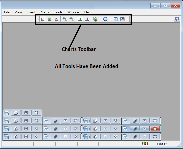 Charts Toolbar Menu and Customizing it on MT4 - MT4 Charts Toolbar Menu PDF - MT4 Trading Software Show Gold Tool Bar