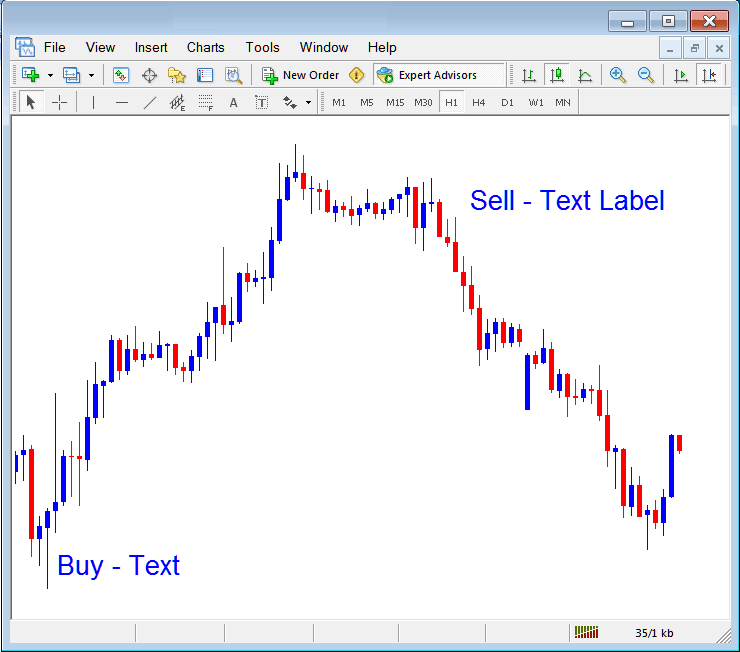 Place Text and Text Label on Forex Chart in MT5 - MetaTrader 5 Insert Andrew's Pitchfork, Cycle Lines, Text Label in MetaTrader 5 - Forex Trading MetaTrader 5 Opening MT5 Forex Charts Tutorial