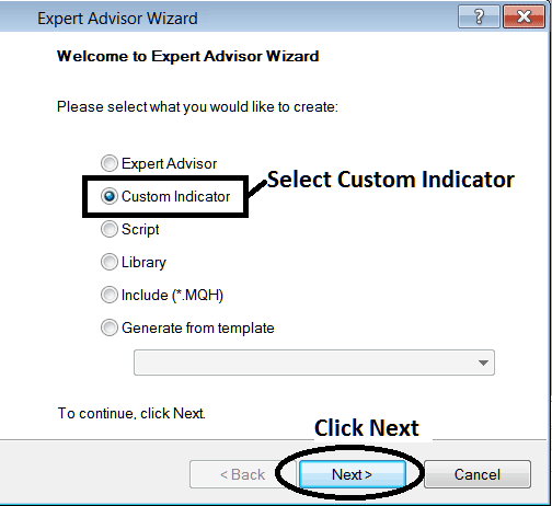 MT5 Window for Adding Custom Indicator - Forex MT5 Command Line MetaEditor - Software Install Custom Indicators in Platform