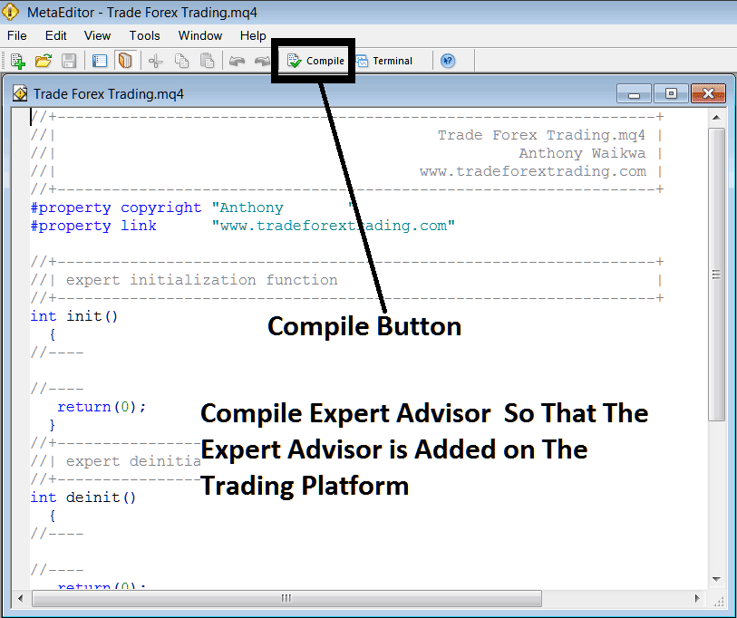 Compile the Automated Forex EA Program on MT4 MetaEditor Language - MetaTrader 5 MetaEditor: How to Add Automated EAs in MT5 - How Do I Add a Forex Trading Expert Advisor Robot?