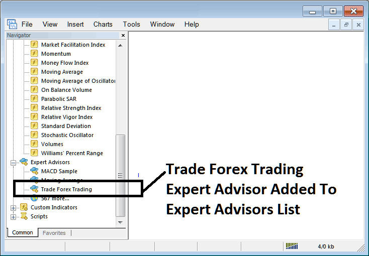 Automated Forex Expert Advisor Added on MT5 List of Installed Automated EAs - Adding Forex Trading Expert Advisors in Forex Platform Explained