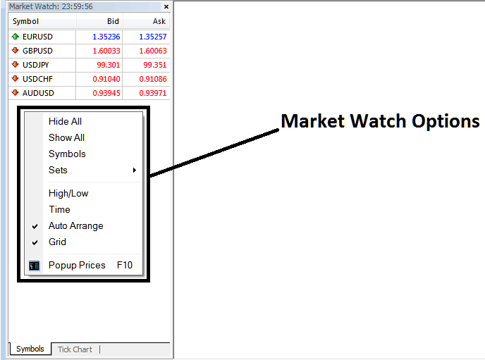 forex Symbols on MetaTrader 5 Market Watch Window - Where to Find MetaTrader 5 Market Watch Window on MetaTrader 5 - How Do You Add Symbol on MetaTrader 5 Trading Platform?