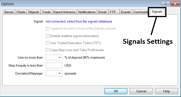 Oil Signal Settings - How to Subscribe to Trading Forecast Trading on Trading Chart