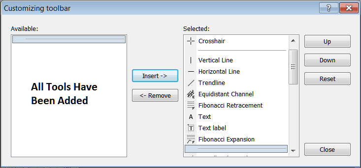 Customize and Adding All Tools to the Line Studies Toolbar on MetaTrader 4 Platform - Trading Tool Bars in MT4 Trading Software