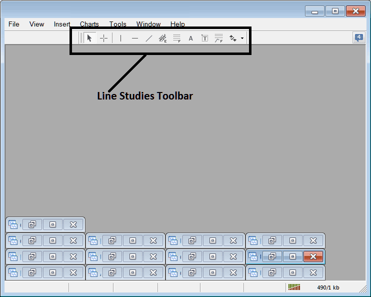 Line Studies Toolbar Menu on MetaTrader 4 Platform - Customizing and Arranging Stocks Toolbars on MT4 Stocks Trading Platform